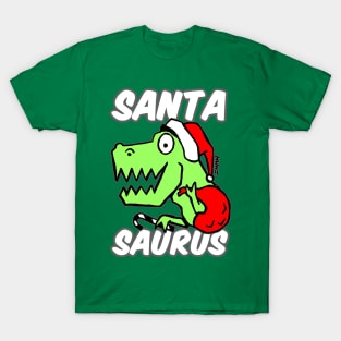 Santa Saurus Christmas Themed Dinosaur Santa Claus Mashup Design T-Shirt